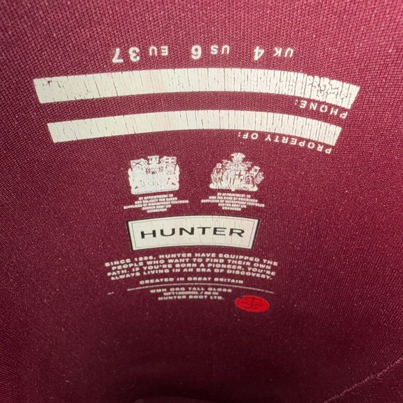 Burgundy Maroon Tall Hunter Rain Boots - Picture 4 of 5